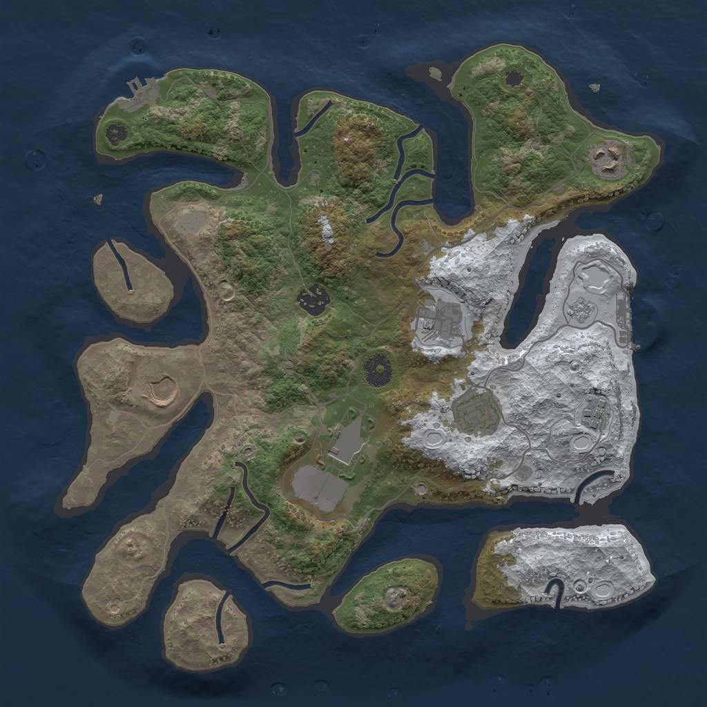 Rust Map: Procedural Map, Size: 3500, Seed: 2655118, 15 Monuments