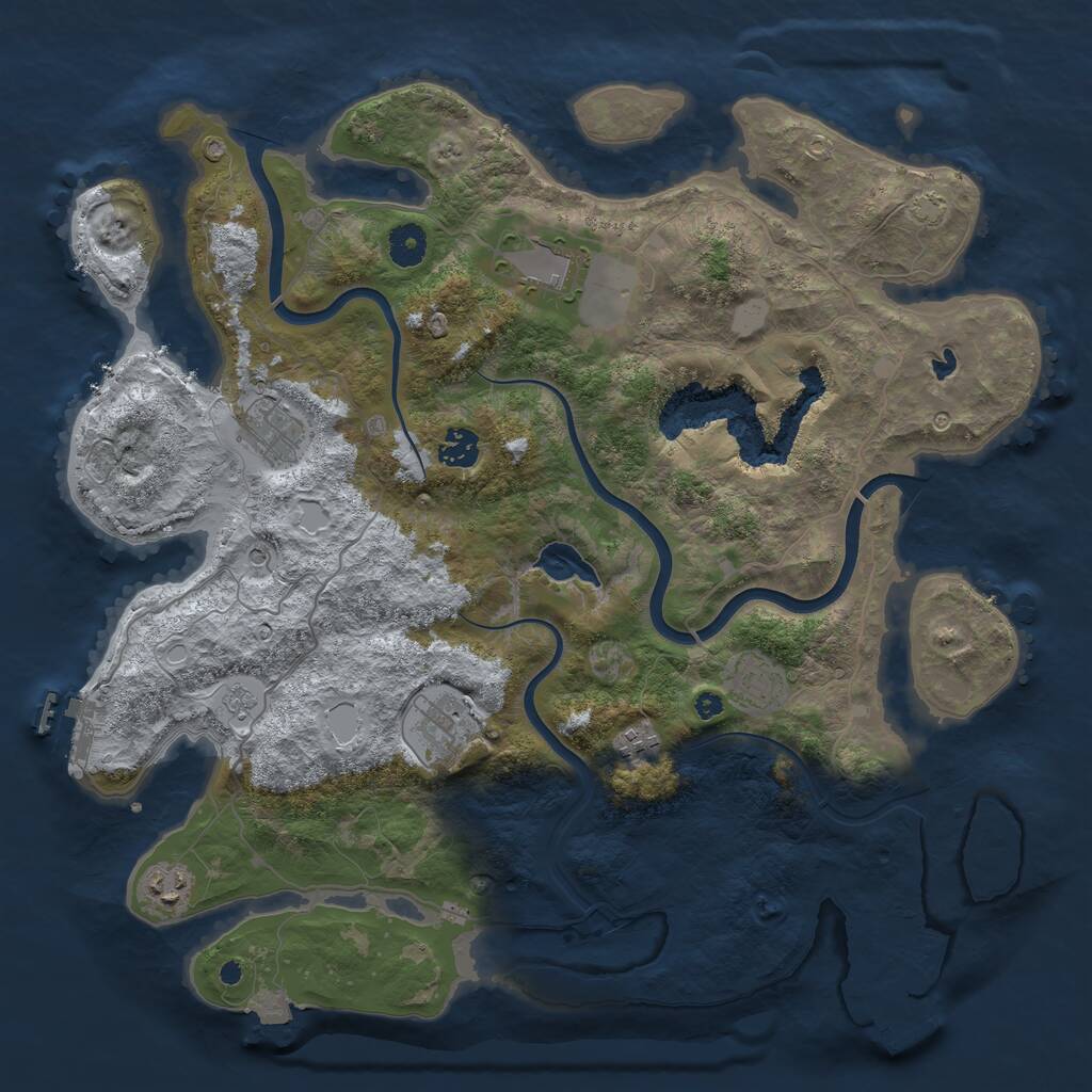 Rust Map: Procedural Map, Size: 4000, Seed: 1117933302, 13 Monuments
