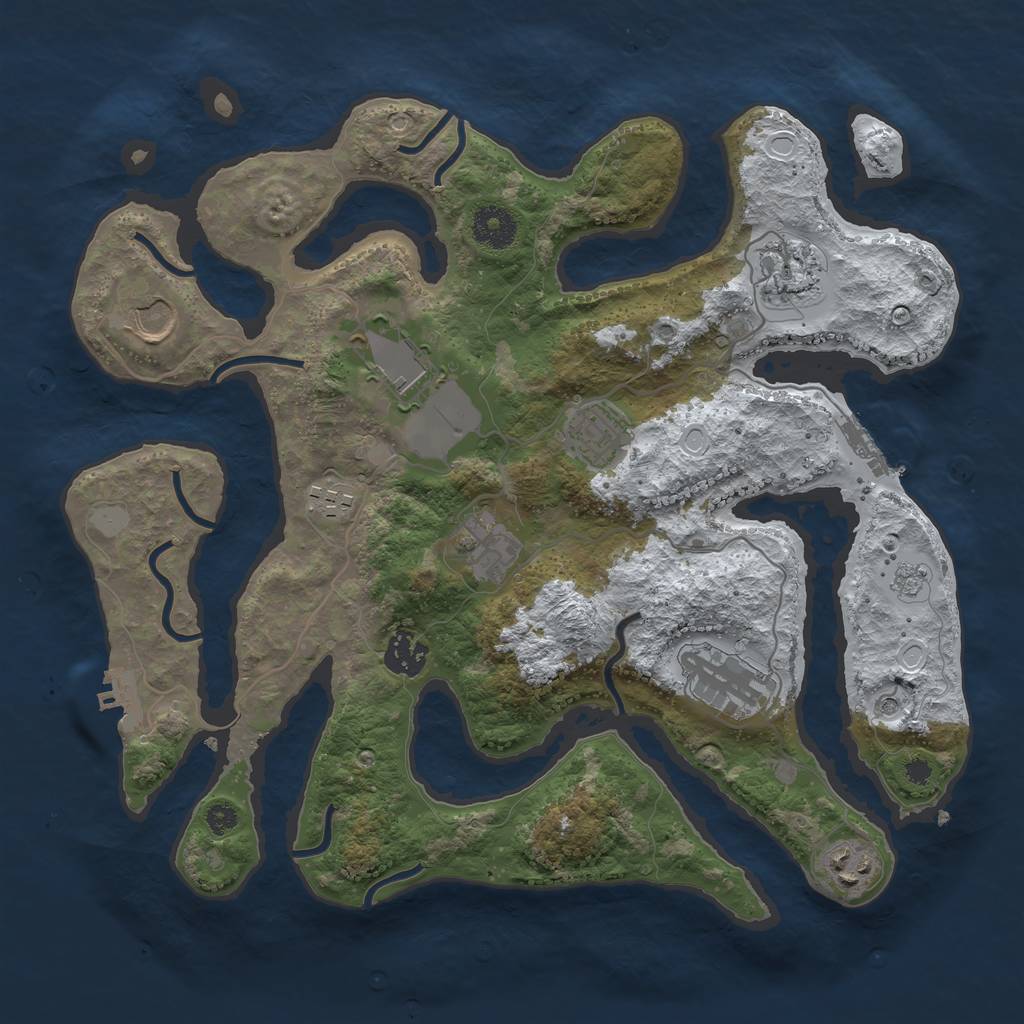Rust Map: Procedural Map, Size: 3500, Seed: 1648443, 18 Monuments