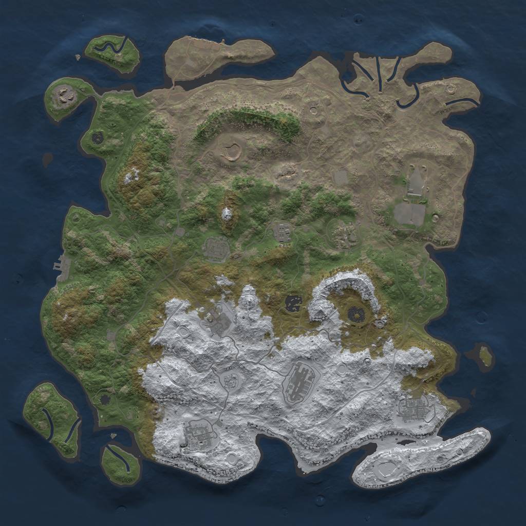 Rust Map: Procedural Map, Size: 4500, Seed: 69756523, 20 Monuments