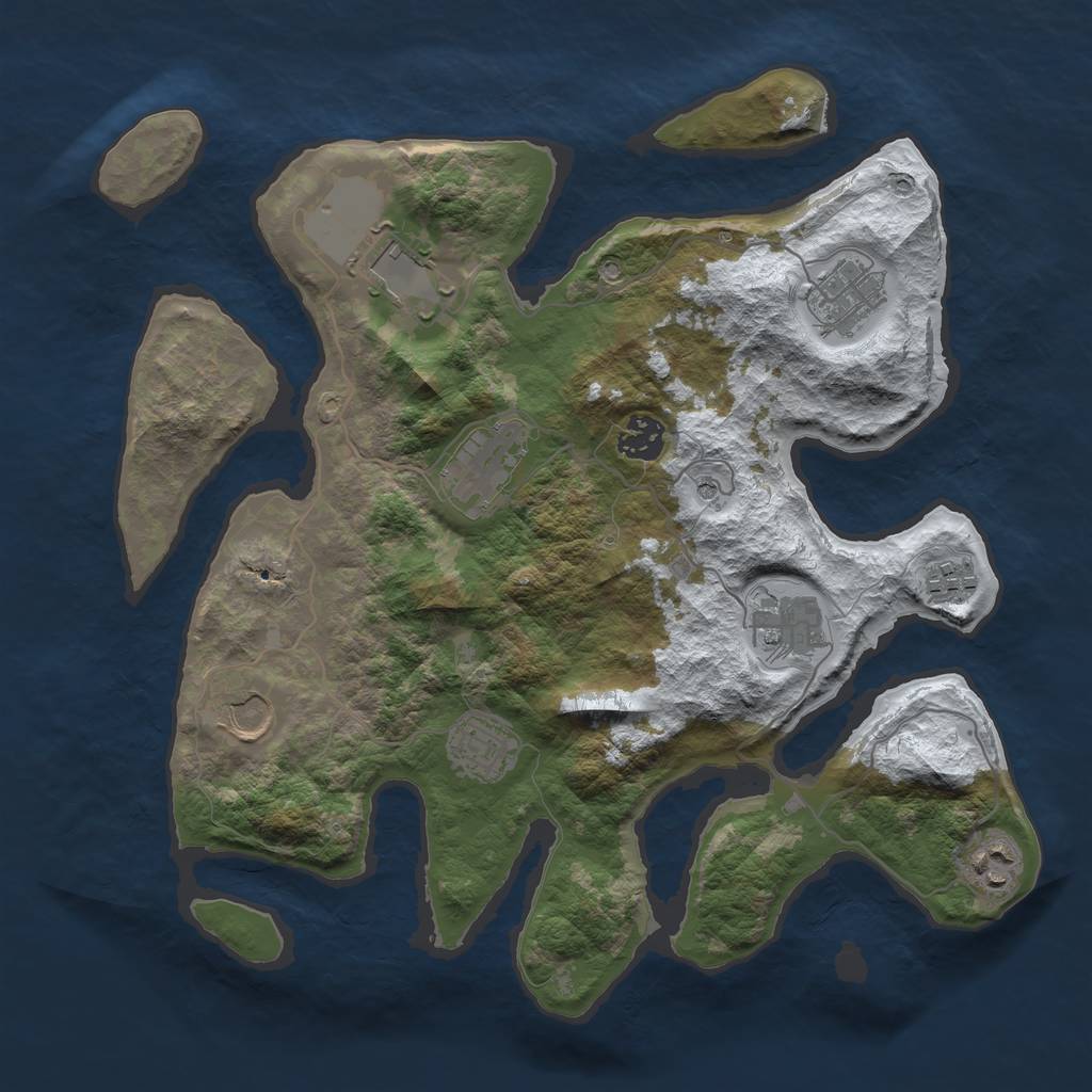 Rust Map: Barren, Size: 3500, Seed: 1595136, 12 Monuments