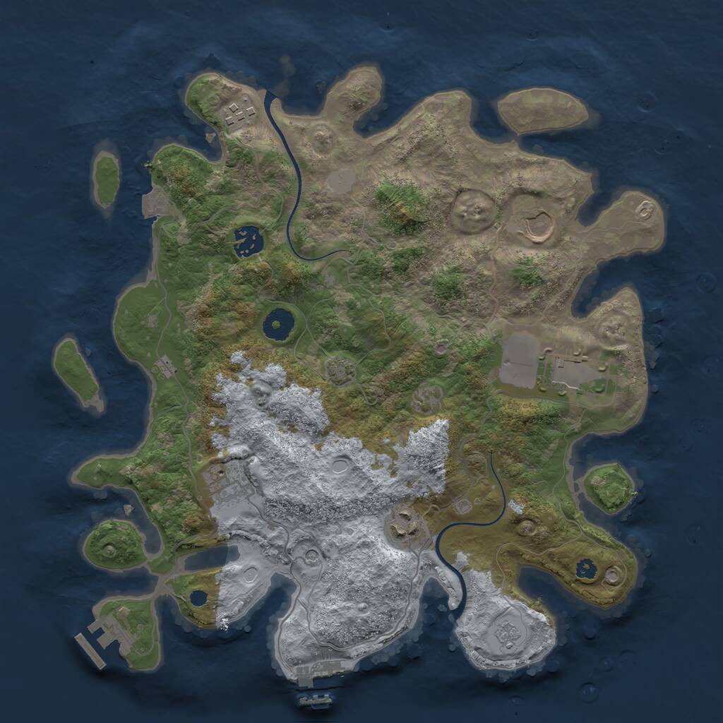 Rust Map: Procedural Map, Size: 3500, Seed: 2640137, 12 Monuments
