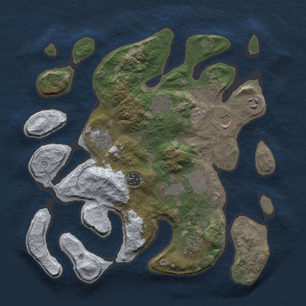 Rust Map: Barren, Size: 3500, Seed: 6322323, 11 Monuments