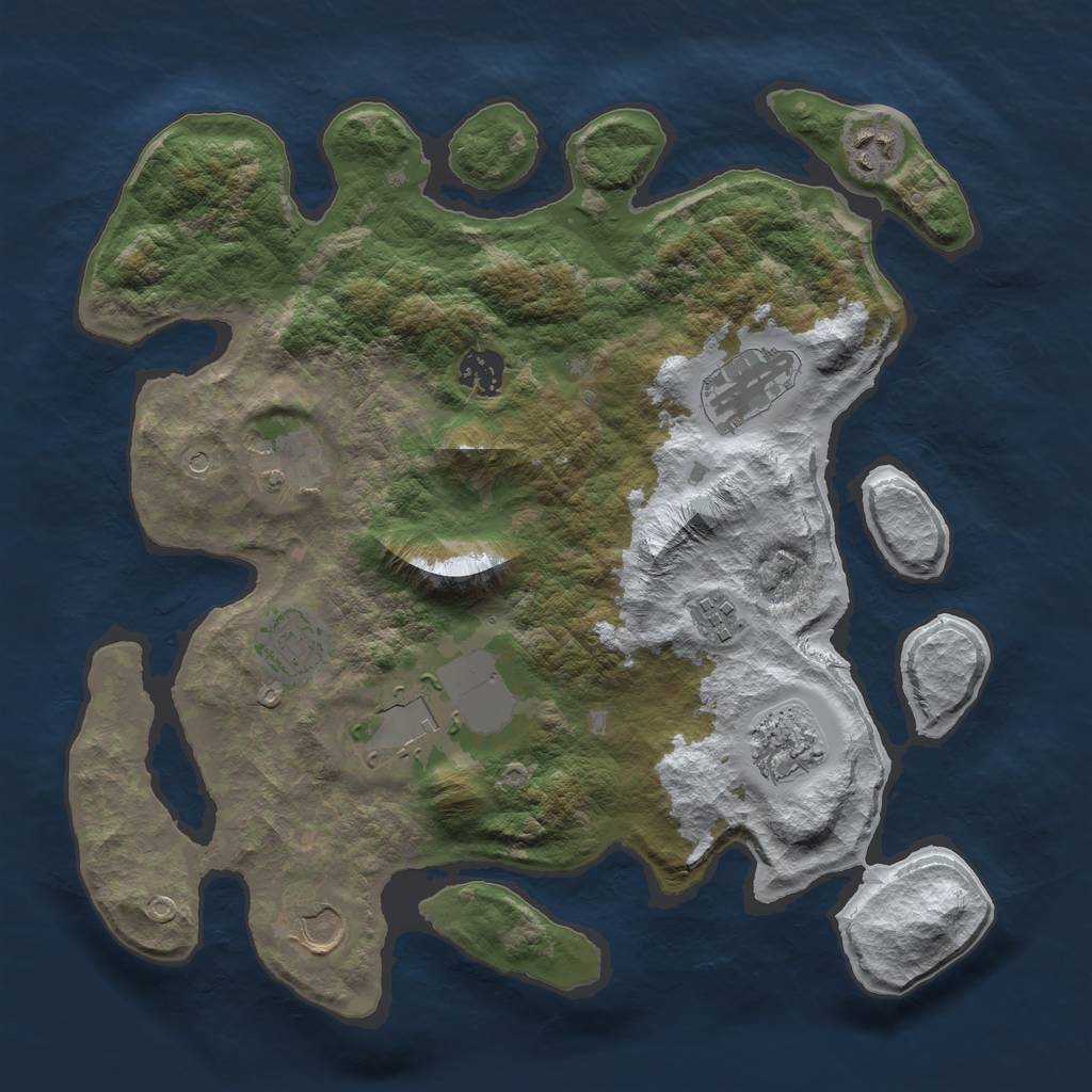 Rust Map: Barren, Size: 3500, Seed: 4668440, 12 Monuments