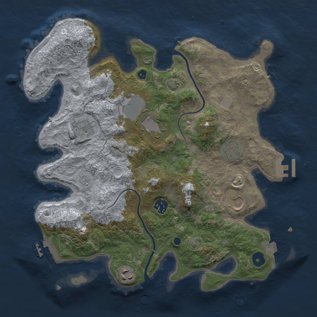 Rust Map: Procedural Map, Size: 3500, Seed: 2004111, 12 Monuments
