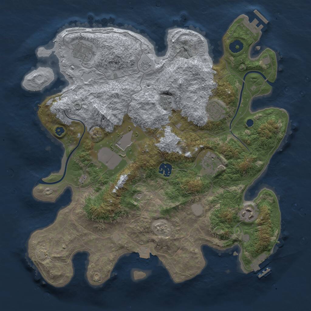 Rust Map: Procedural Map, Size: 3500, Seed: 3073215, 13 Monuments