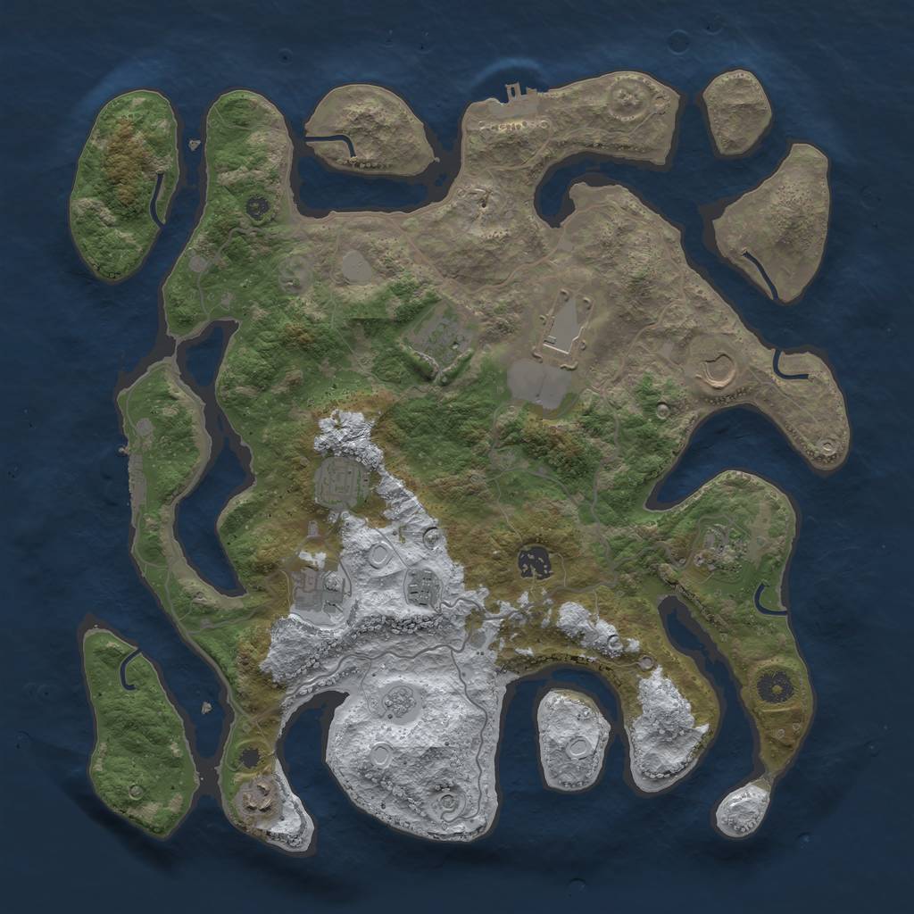 Rust Map: Procedural Map, Size: 4000, Seed: 5837, 18 Monuments