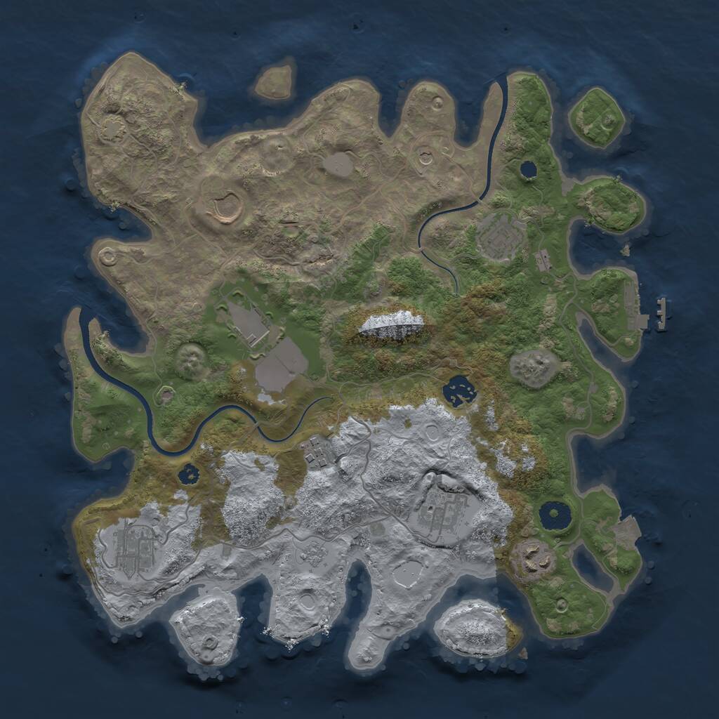 Rust Map: Procedural Map, Size: 3500, Seed: 3940214, 13 Monuments
