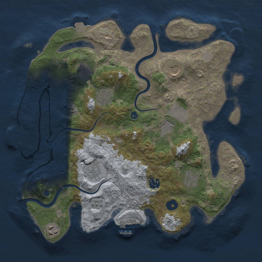 Rust Map: Procedural Map, Size: 3500, Seed: 1043603, 14 Monuments