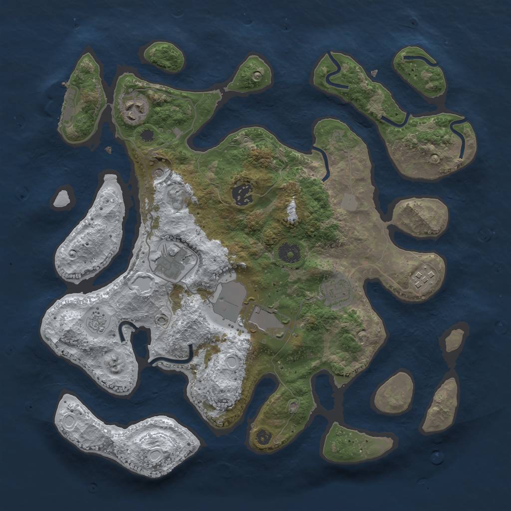 Rust Map: Procedural Map, Size: 3500, Seed: 3963144, 14 Monuments