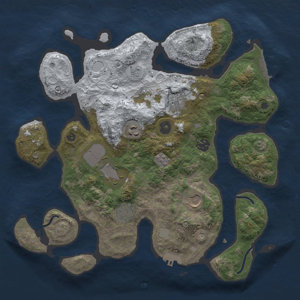 Rust Map: Procedural Map, Size: 3500, Seed: 381562, 16 Monuments