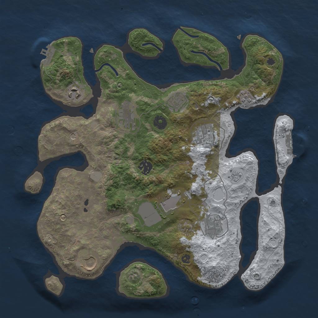 Rust Map: Procedural Map, Size: 3500, Seed: 6424278, 18 Monuments