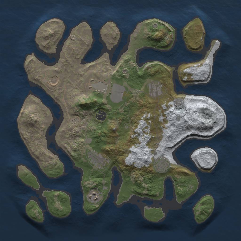 Rust Map: Barren, Size: 3500, Seed: 1479879, 11 Monuments