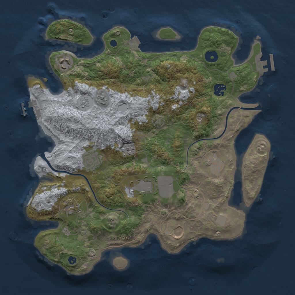 Rust Map: Procedural Map, Size: 3500, Seed: 333542, 14 Monuments