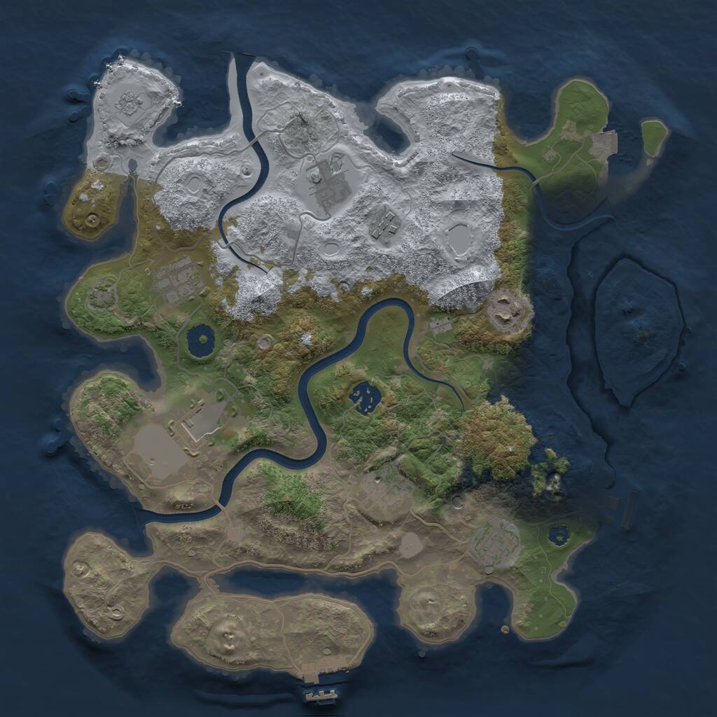 Rust Map: Procedural Map, Size: 3500, Seed: 2700909, 14 Monuments