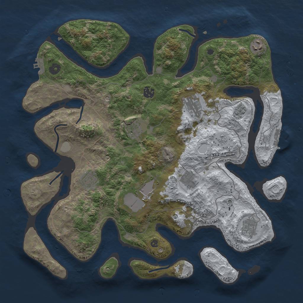 Rust Map: Procedural Map, Size: 4000, Seed: 75432156, 18 Monuments