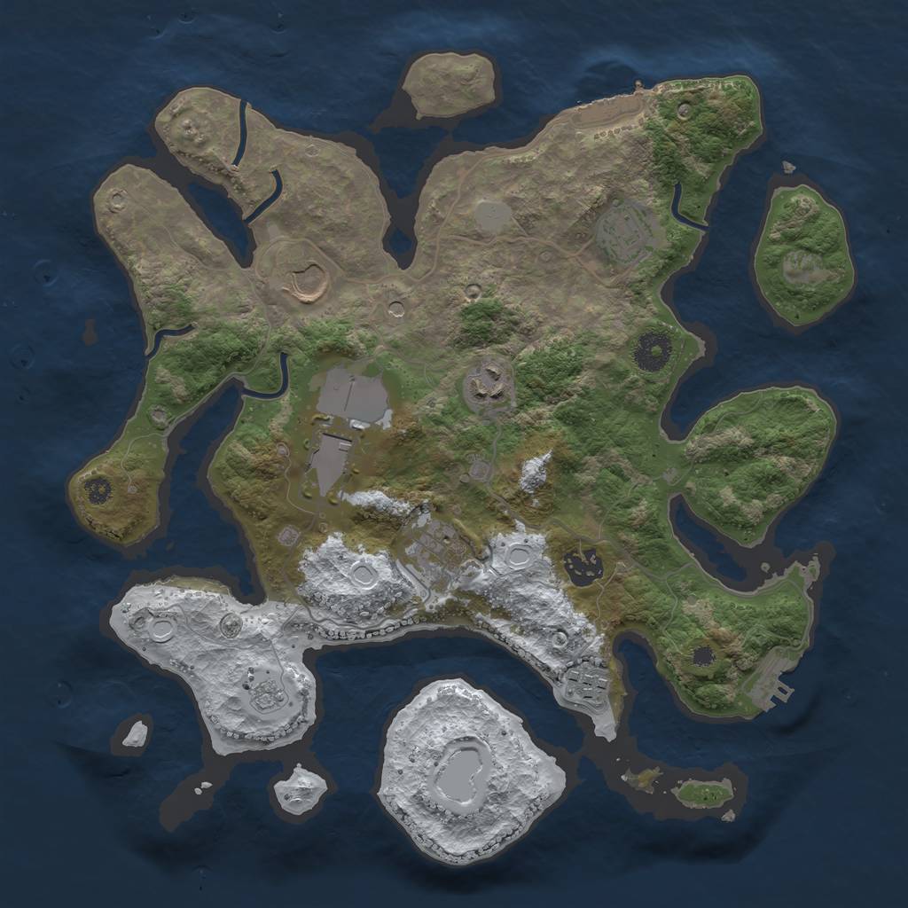 Rust Map: Procedural Map, Size: 3500, Seed: 2554491, 16 Monuments