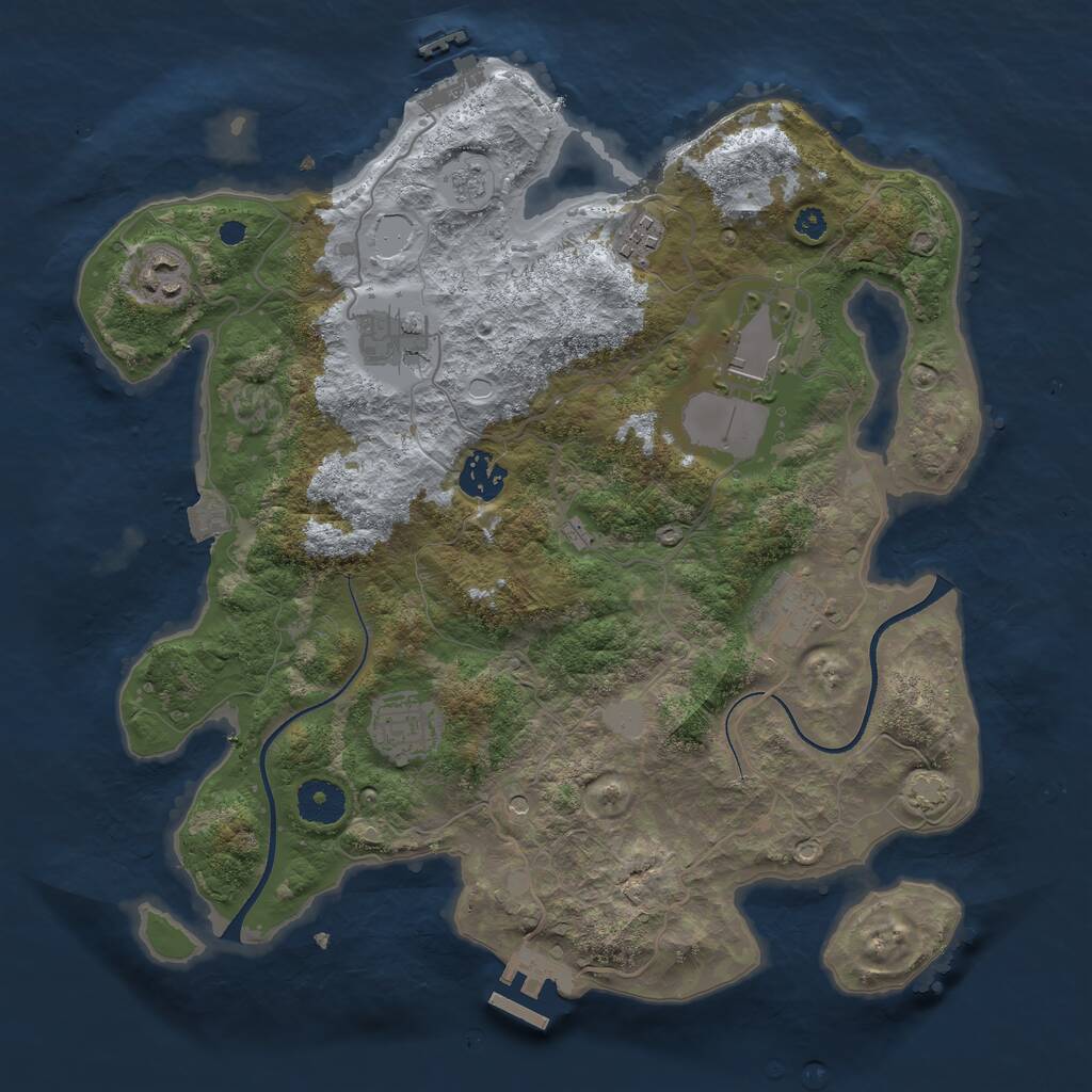 Rust Map: Procedural Map, Size: 3500, Seed: 2230131, 13 Monuments