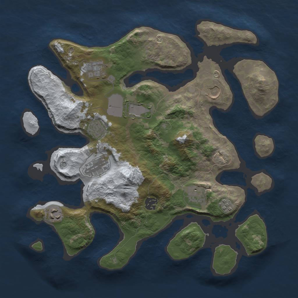 Rust Map: Barren, Size: 3500, Seed: 1636287, 12 Monuments