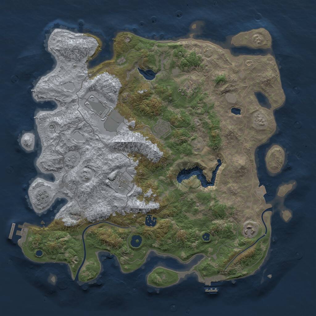 Rust Map: Procedural Map, Size: 4000, Seed: 23825, 13 Monuments