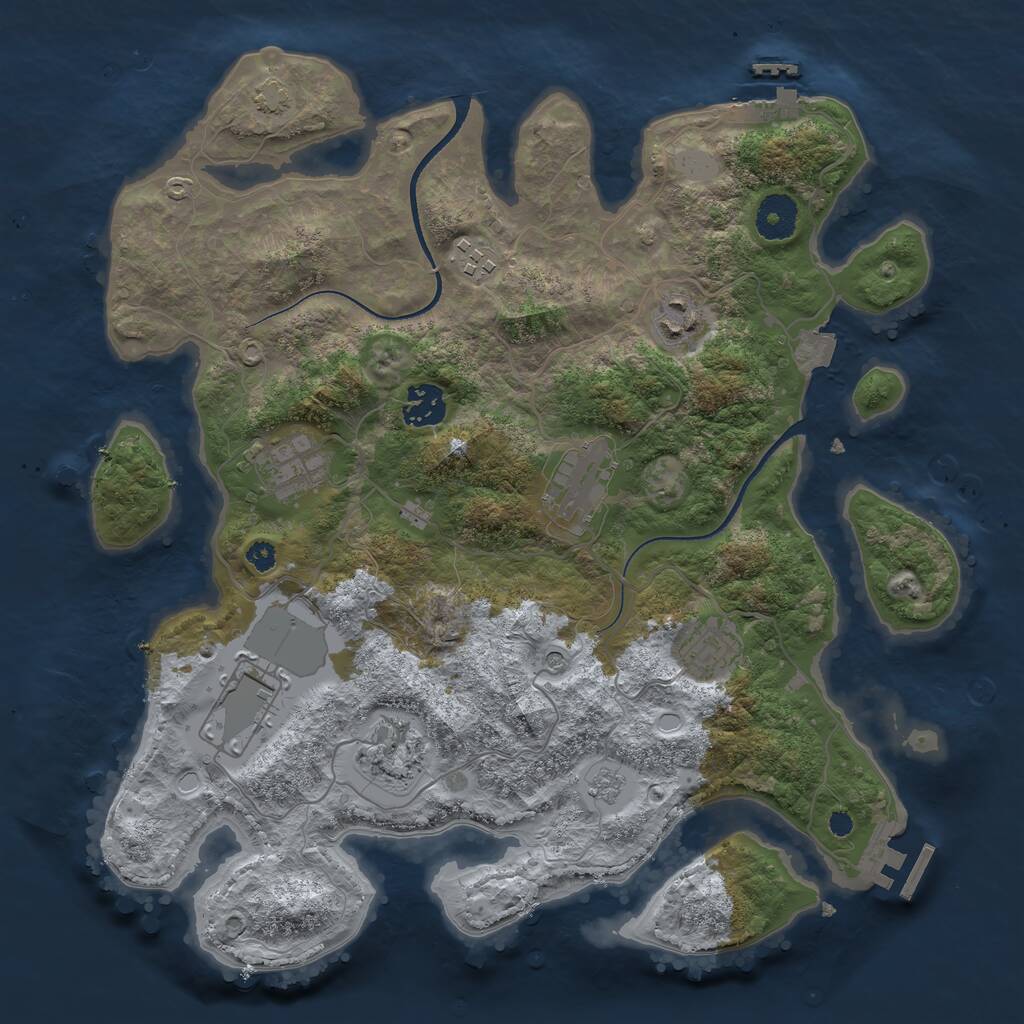 Rust Map: Procedural Map, Size: 3500, Seed: 1147945812, 14 Monuments