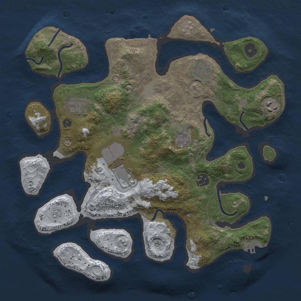Rust Map: Procedural Map, Size: 3500, Seed: 2468380, 16 Monuments