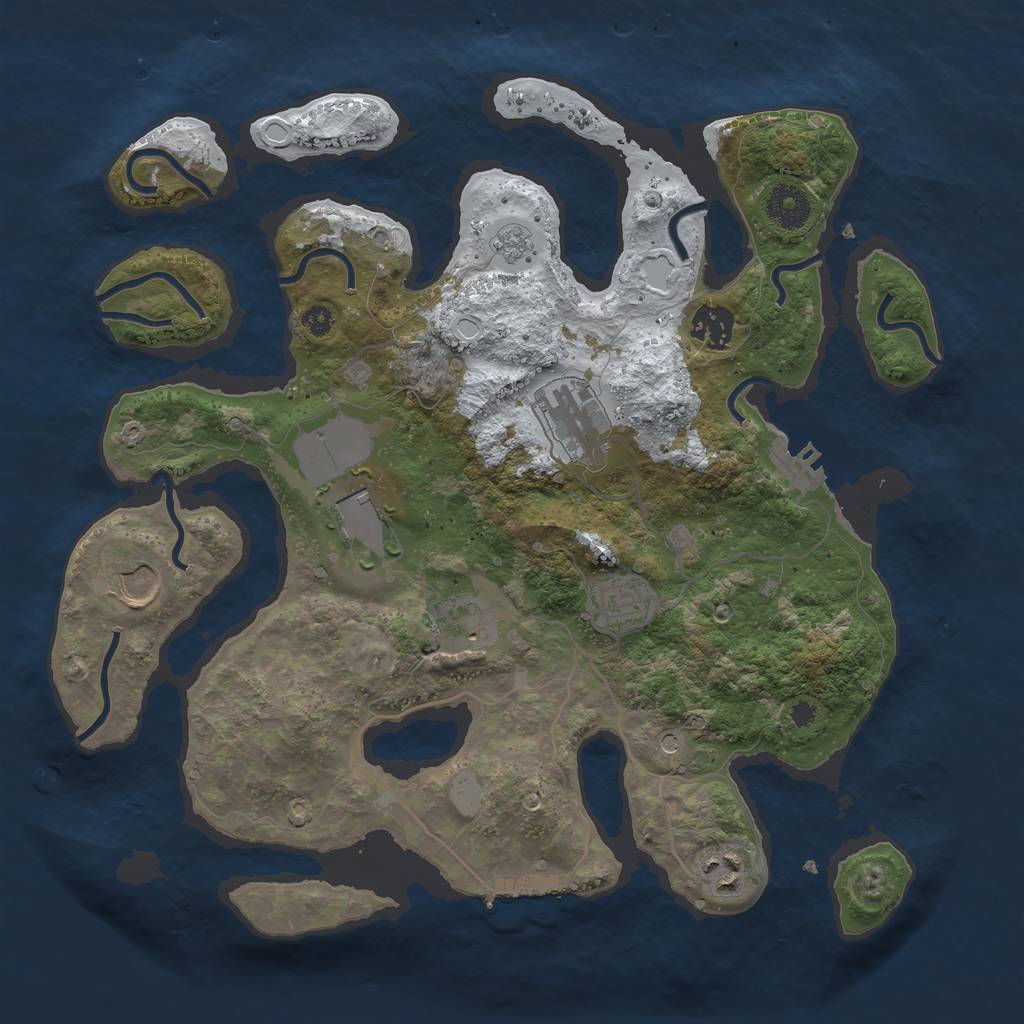 Rust Map: Procedural Map, Size: 3500, Seed: 393984, 16 Monuments