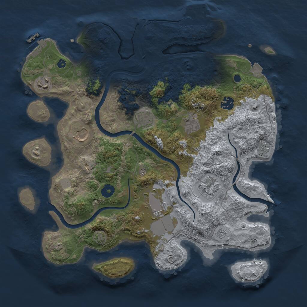 Rust Map: Procedural Map, Size: 3500, Seed: 2184885, 14 Monuments