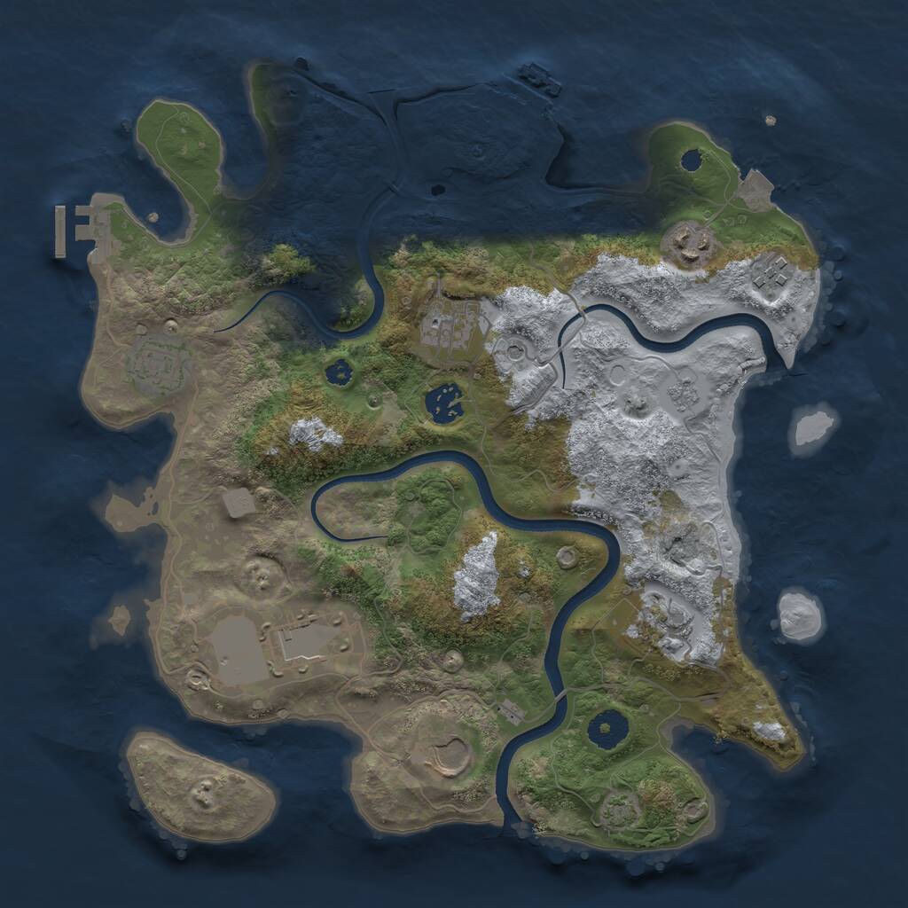 Rust Map: Procedural Map, Size: 3500, Seed: 3769725, 14 Monuments