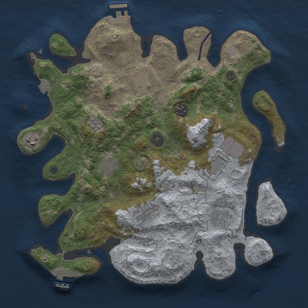 Rust Map: Procedural Map, Size: 3500, Seed: 1346002, 14 Monuments