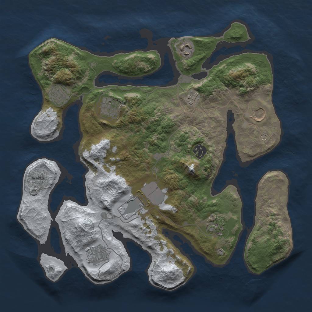 Rust Map: Barren, Size: 3500, Seed: 4489497, 12 Monuments