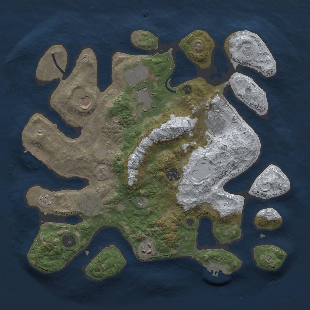 Rust Map: Procedural Map, Size: 3500, Seed: 3249134, 16 Monuments