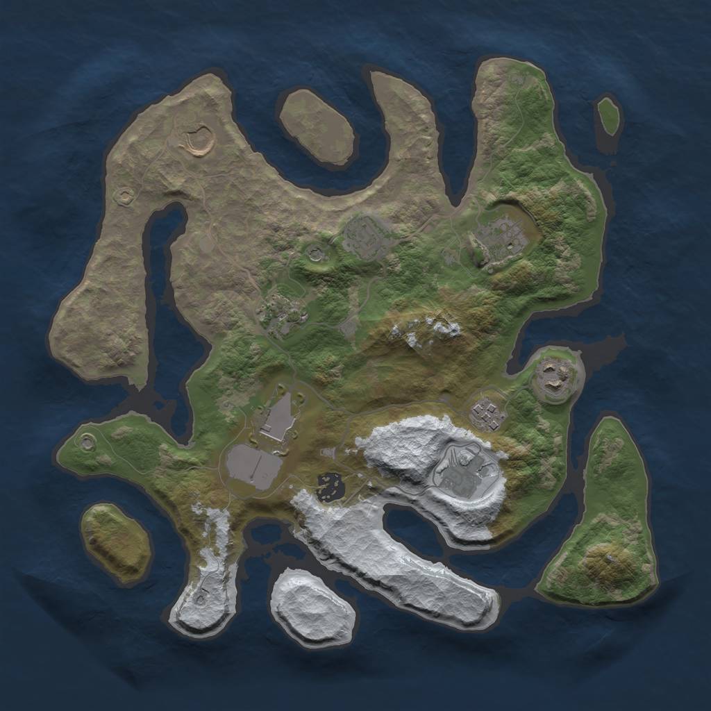 Rust Map: Barren, Size: 3500, Seed: 4473289, 12 Monuments