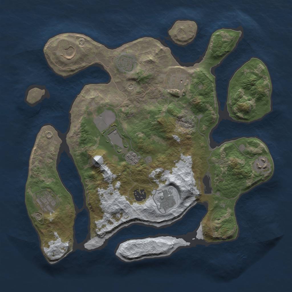 Rust Map: Barren, Size: 3500, Seed: 5464616, 12 Monuments