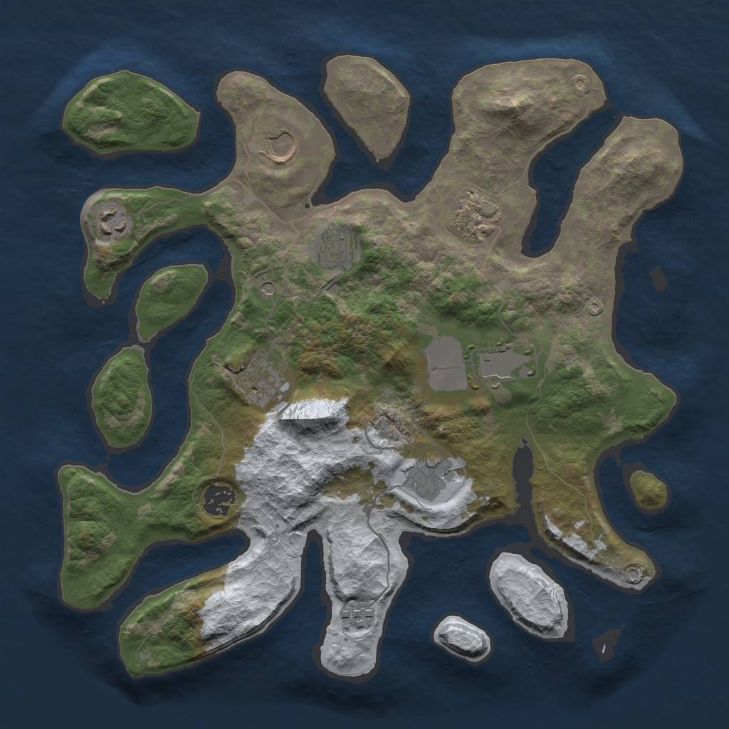 Rust Map: Barren, Size: 3500, Seed: 6376946, 12 Monuments