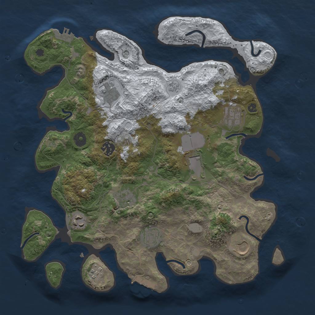 Rust Map: Procedural Map, Size: 3500, Seed: 5747048, 18 Monuments