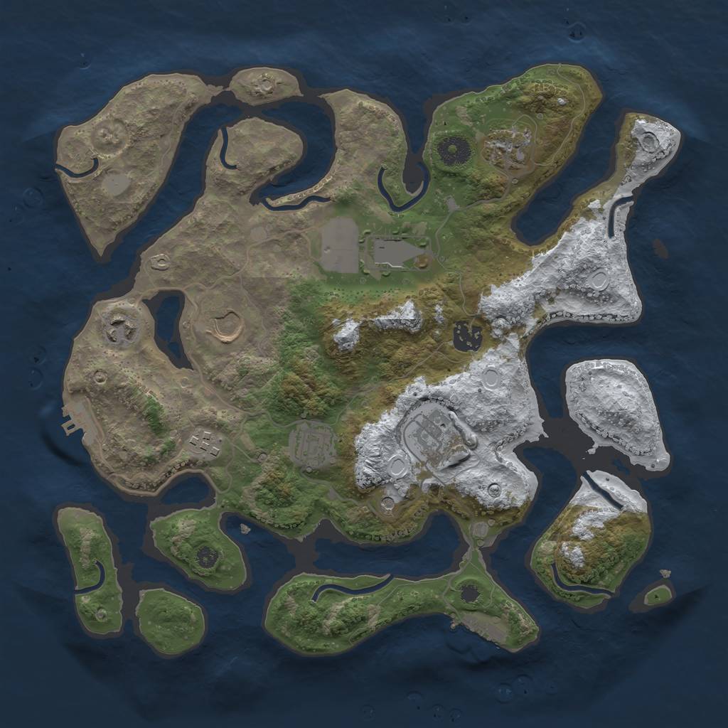Rust Map: Procedural Map, Size: 3500, Seed: 4389603, 16 Monuments