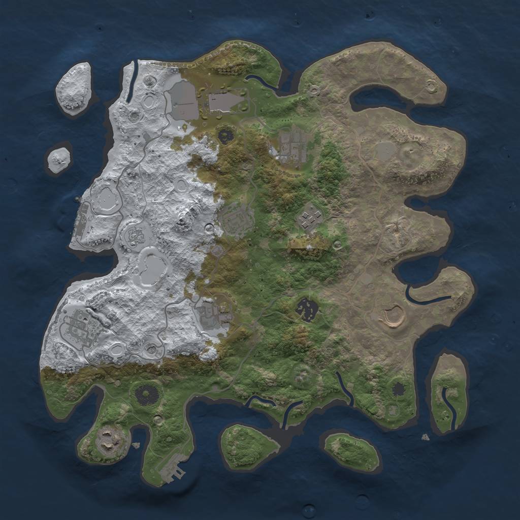 Rust Map: Procedural Map, Size: 3500, Seed: 517221, 18 Monuments