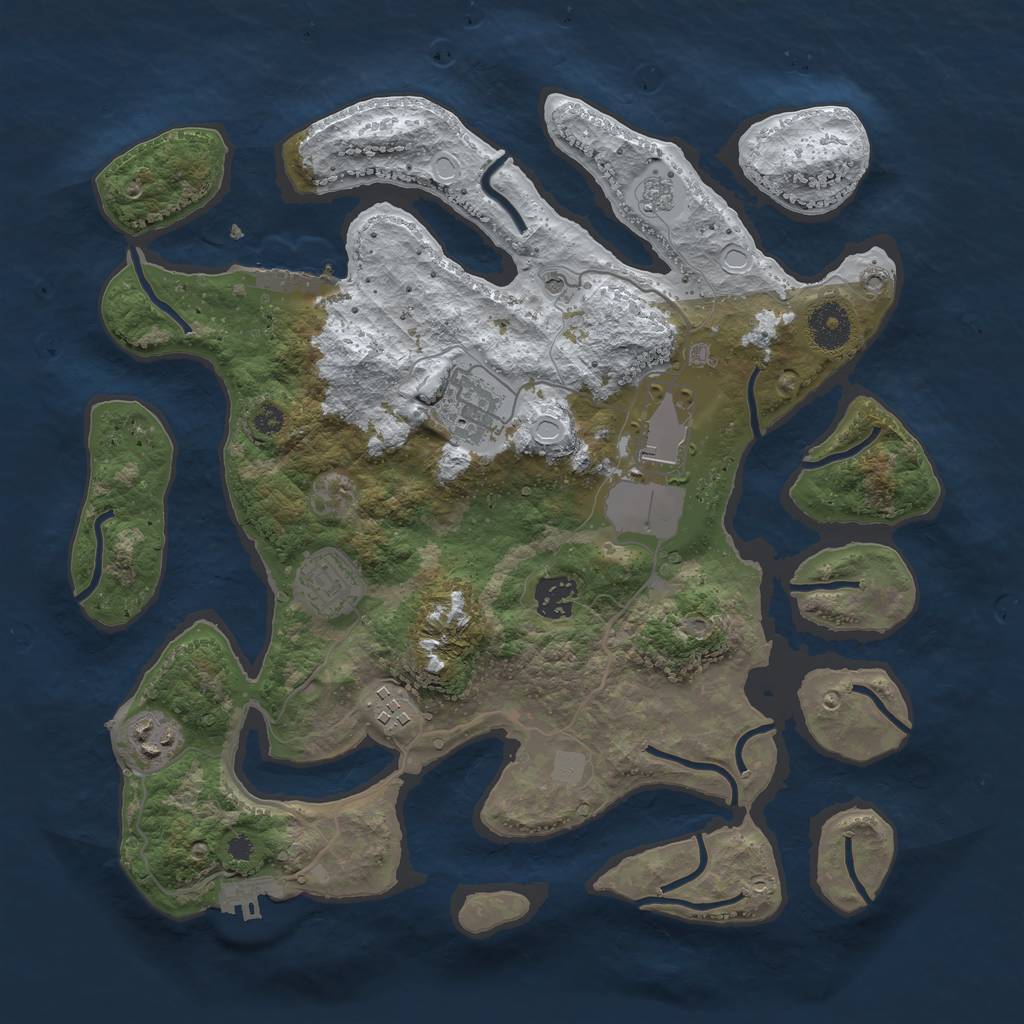 Rust Map: Procedural Map, Size: 3500, Seed: 6384611, 15 Monuments