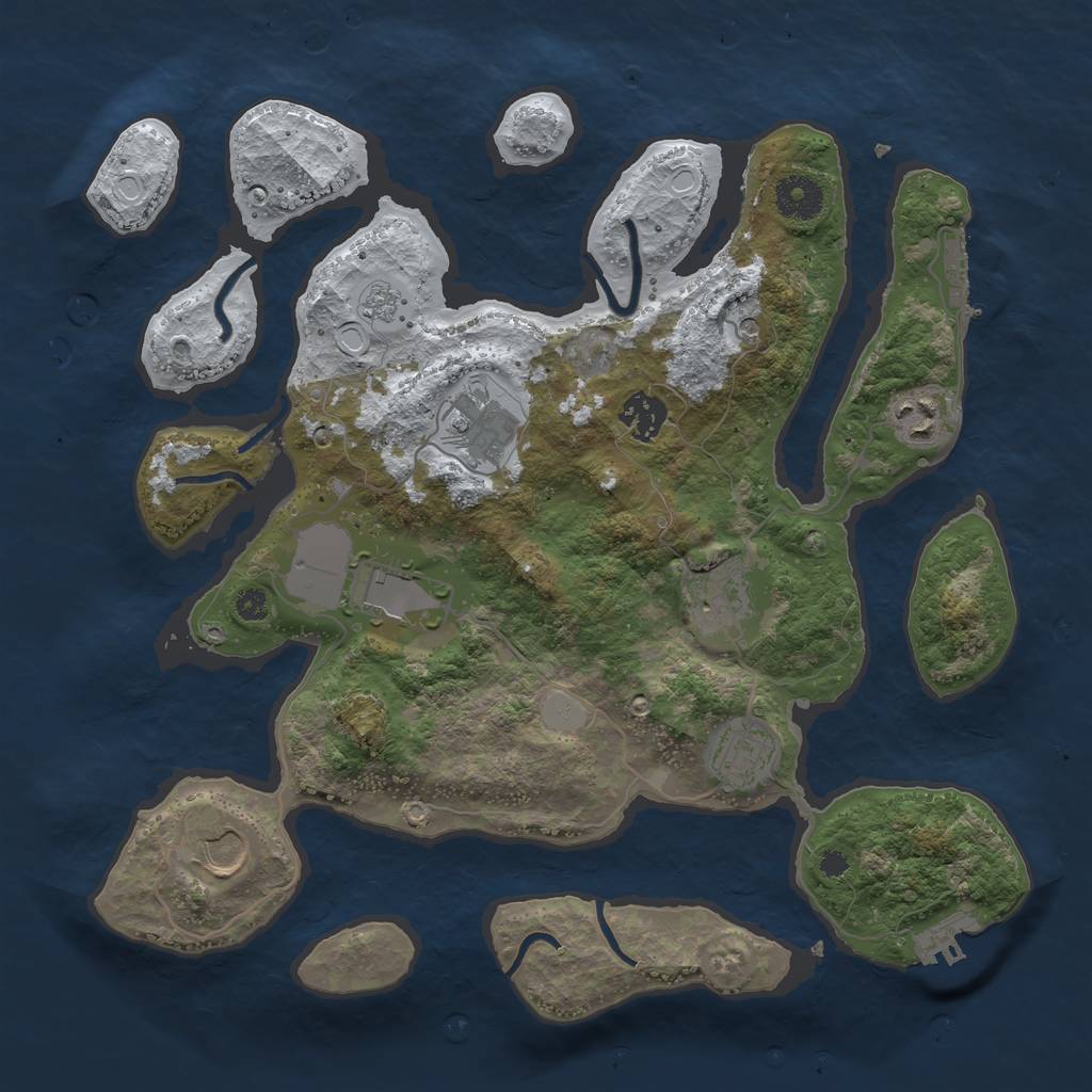 Rust Map: Procedural Map, Size: 3500, Seed: 1343568, 16 Monuments