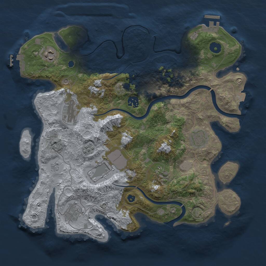 Rust Map: Procedural Map, Size: 3500, Seed: 1533675, 14 Monuments
