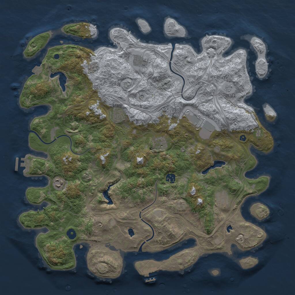 Rust Map: Procedural Map, Size: 4500, Seed: 112860070, 14 Monuments