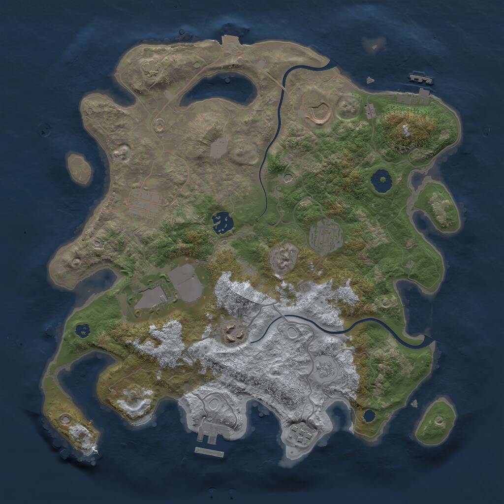 Rust Map: Procedural Map, Size: 3500, Seed: 2199073, 13 Monuments