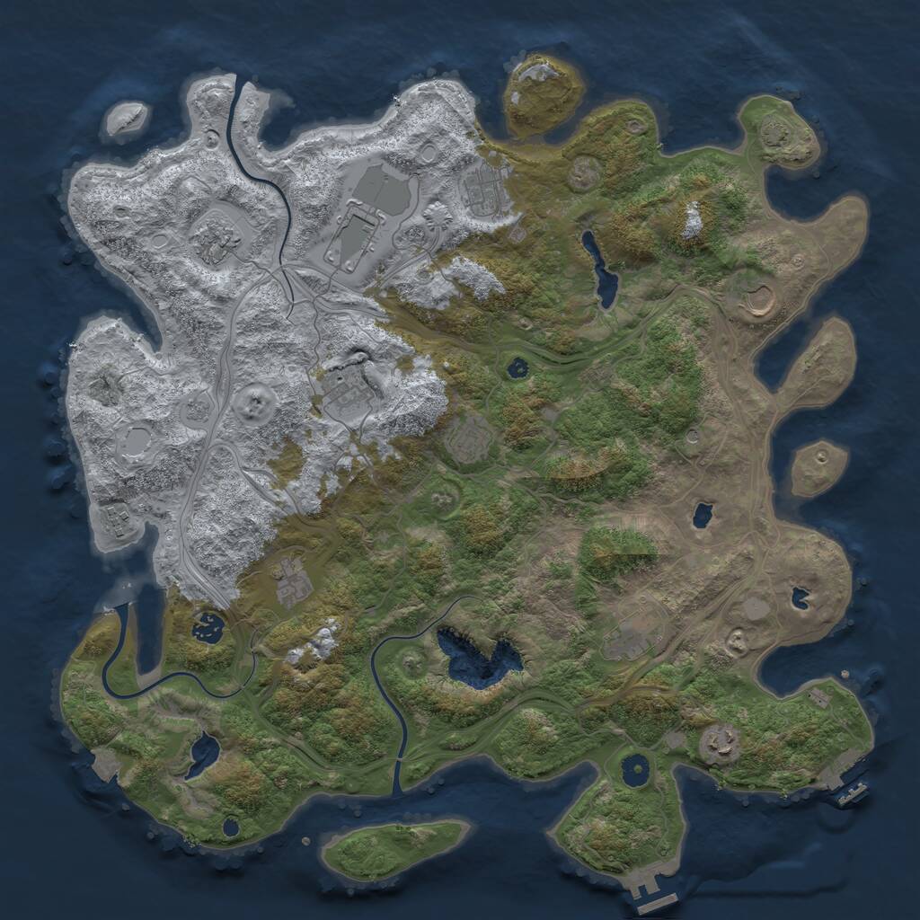 Rust Map: Procedural Map, Size: 4500, Seed: 364537, 17 Monuments