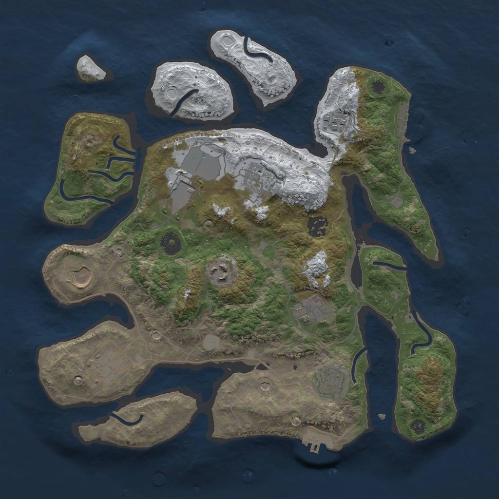 Rust Map: Procedural Map, Size: 3500, Seed: 1389178, 17 Monuments