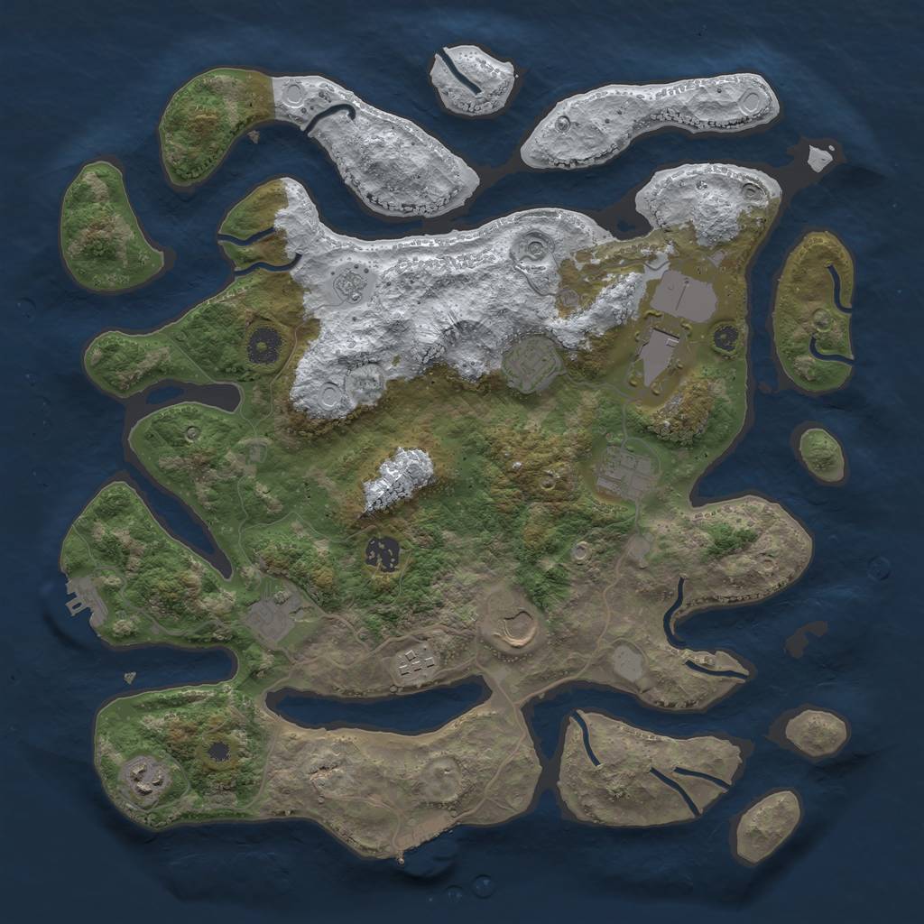 Rust Map: Procedural Map, Size: 3850, Seed: 878605100, 17 Monuments