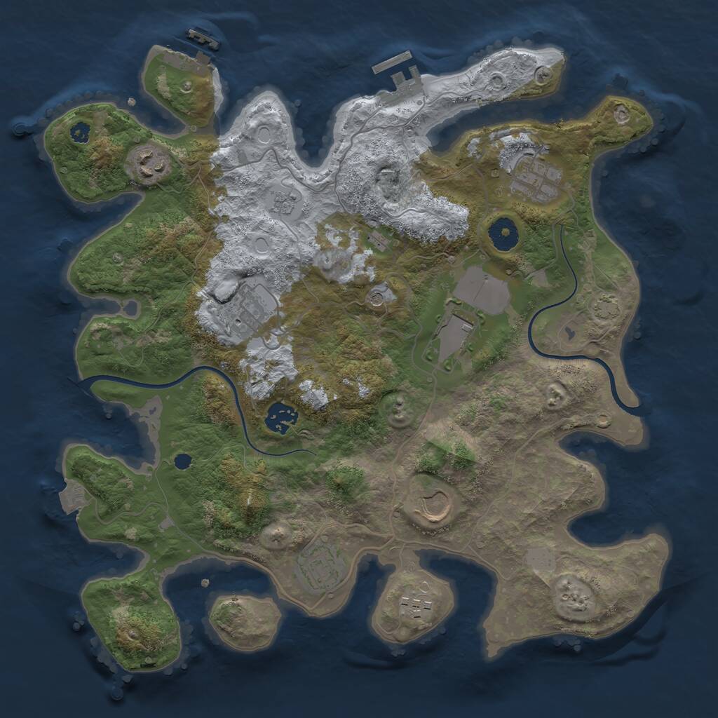 Rust Map: Procedural Map, Size: 3500, Seed: 4974621, 14 Monuments