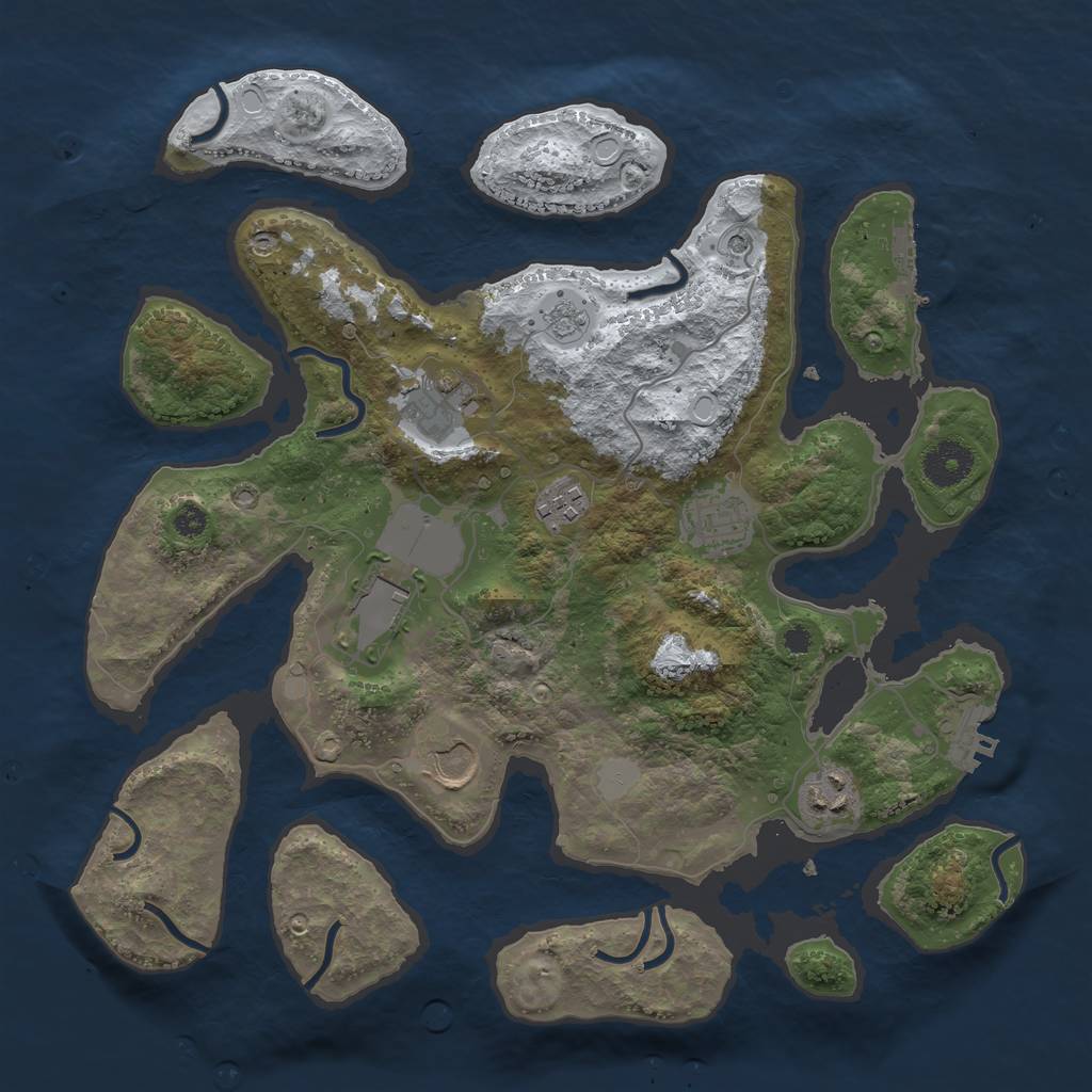 Rust Map: Procedural Map, Size: 3500, Seed: 4299501, 15 Monuments