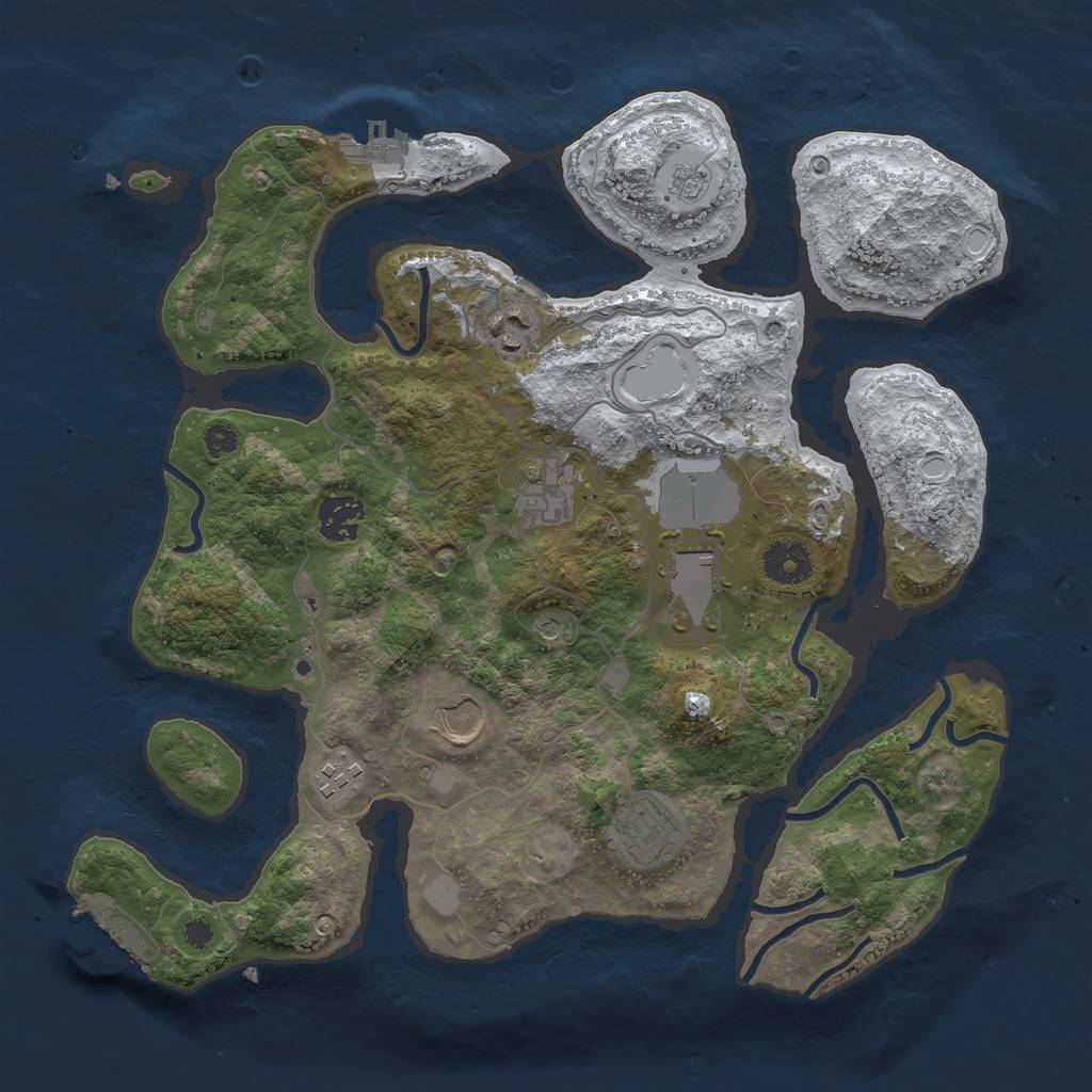 Rust Map: Procedural Map, Size: 3500, Seed: 5358409, 16 Monuments