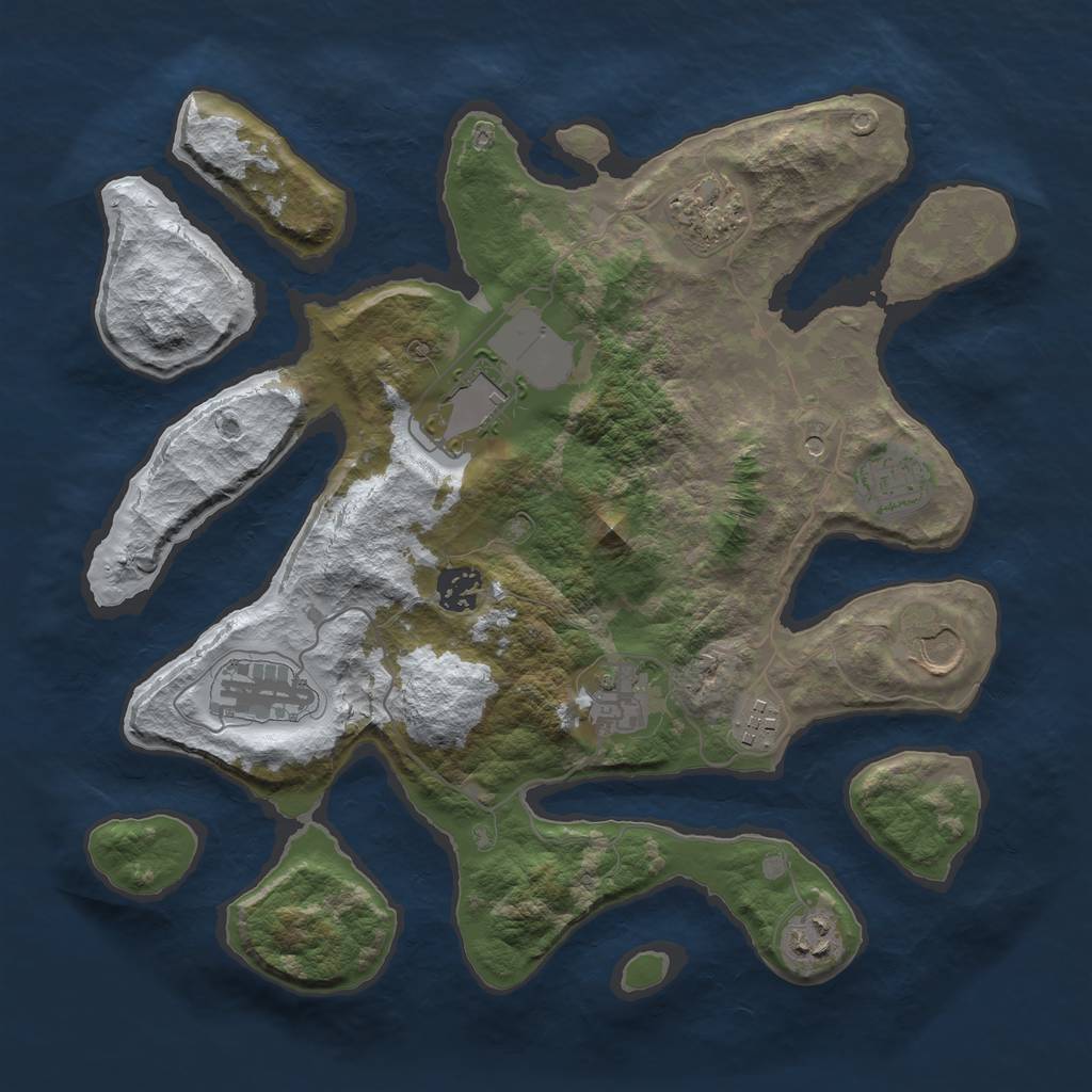 Rust Map: Barren, Size: 3500, Seed: 3922260, 12 Monuments